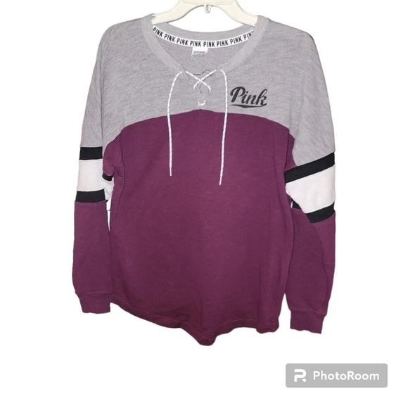 PINK VS VarsityTop Lace Up - Picture 1 of 4